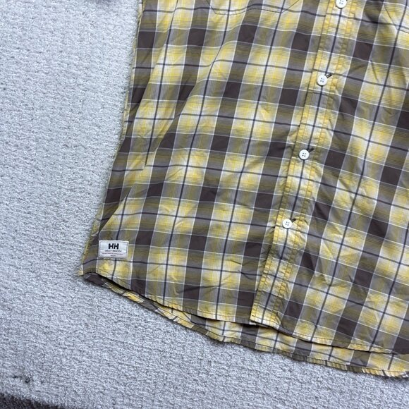 Helly Hansen Yellow Plaid Short Sleeve Button Up Shirt Men’s Size XL Outdoors - Picture 6 of 16